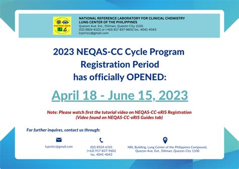NEQAS ADVISORY: 2023 NEQAS Registration Status Update.